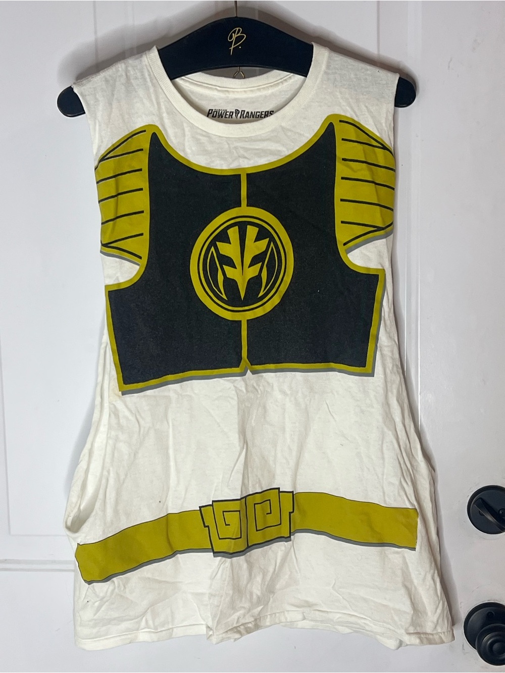 Power Rangers Mighty Fine Ranger Costume Adult White T-Shirt large Muscle Tank